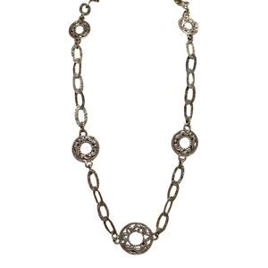 Carolyn Pollack Necklace Sterling Silver w/ Ornate Filigree Circles 20 Inches